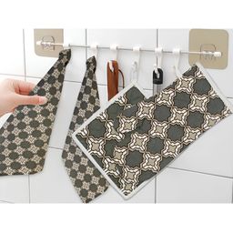 Texstylers Grey 4 Pieces Printed Cotton Towels With Gloves & Pot Holder-3