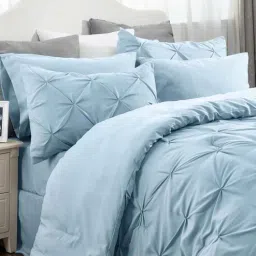 the white moss Marquis Pleat Pinch luxurious Winter King Comforter with 2 Pillow Cover-picture-19