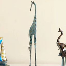 Metal Eva Giraffe Blue Animal Figurines-image-4