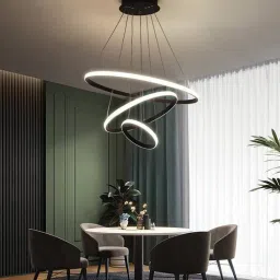 Modern 3 ring light black chandelier in 3 colour modes for drawing room Chandelier Ceiling Lamp-image-46