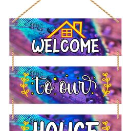CVANU Purple & Blue Printed Wooden Wall Hanging-picture-1