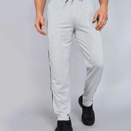 Men Self Design Grey Track Pants-image-2