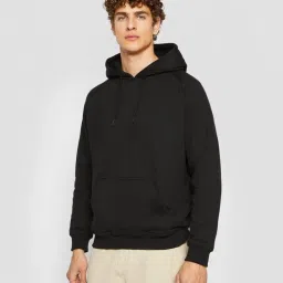 Men Solid Hooded Neck Black Sweater-image-34