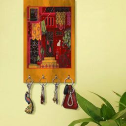 999store Decorative House Multicolour MDF 4 Hooks Key Holder-picture-8