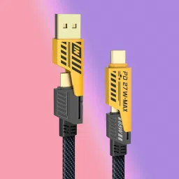 HexaGear 4-in-1 Cable 6 A 1 m METAL BRAIDED Smart 65W Multi Charging Cable | 4-in-1 Port | High Speed, Tangle Free Design-image-12