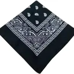 Good Shopkeeper Black Printed Cotton 20inches x 20inches multiuse Handkerchief ["Black"] Handkerchief-image-7