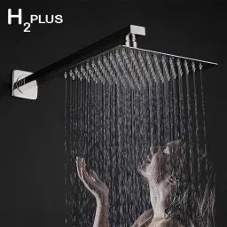 H2 PLUS High Quality Fixed Mount Stainless Steel 8 Inch Over Head Rain Shower with, 12 Inch Shower Arm (8X8)-17
