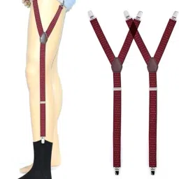AM AmorMente ™Elastic Locking Clamps Maroon White Dot Shirt Holder with Fastener Clips Garter-image-69