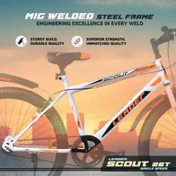 leader Scout MTB 26T Mountain Bicycle without Gear Single Speed for Men - White 26 T (inch) Mountain Cycle image 3