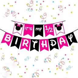 Minnie Mouse Theme Half Birthday Banner - Its My Half Birthday Banner for Girls Banner-image-35