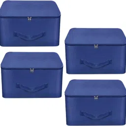ANABIYA Storage Bags for Clothes,Saree with Zip Closure & Handle (Blue, Pack of 4) Polyester Laundry Bag-picture-40