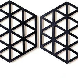 PVC Coaster-Halka-A-Triangle-Black_2,Pack of 2 Silicone Trivet-14