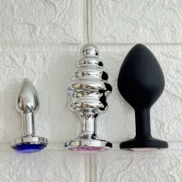 purvish Non Vibrating Curved Steps M-Size, Soft Silicone M-Size & Steel S-Size, 3 set Massager Unique Design, Soft and Different Size More Compatibility for Men Massager image 2