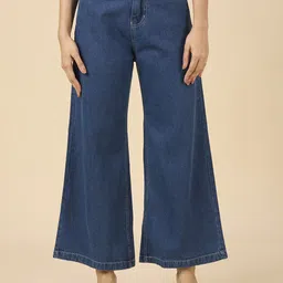 3butterflies Women Flared High Rise Blue Jeans-picture-25