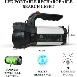 waken Bright Beam LED Laser 1Km Range 6000mAh Rechargeable Torch Search Light Torch image 2