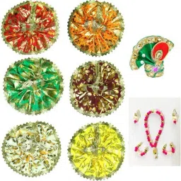 Combo of 6 Stylish Bal Gopal, Kanha Ji, Laddu Gopal, Thakur ji Poshak 1 Jewellery set and 1 Pagdi, Size ( 0 ) Dress-picture-11
