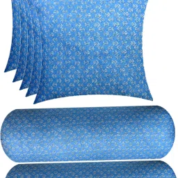 Combo Set of 5 Cushion And 2 Microfibre Floral Bolster Pack of 7-image-91