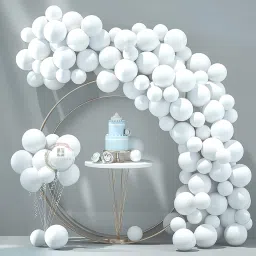 Solid Happy Birthday White Pastel Balloons Decoration Kit - 50Pcs Balloon-23