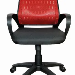 Smart Medium Back Revolving Chair with Centre Tilt mechanism in Black Fabric and Red mesh/net back Fabric Office Executive Chair-6