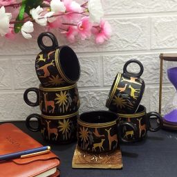 Pack of 6 Ceramic BLACK ADORABLE CERAMIC CUP WITH DEER DESIGN-image-44
