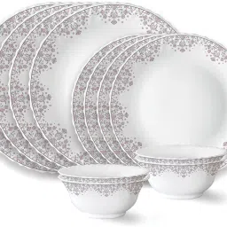 Pack of 12 Opalware Fluted Lark Dinner Plates & Bowls Crockery Set for Dinning Dinner Set-picture-2