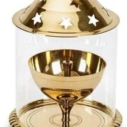 Glass Cover/Akhand Diya/Brass Diya for puja/Diwali Diya Brass Table Diya-image-98