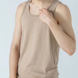 Neo-Cotton Deep Neckline Beige Men Vest-image-116