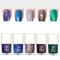 PERPAA Set Of 5 Glitter Light Reflective UV Gel Sparkly Nail Polish - 5ml Each-22
