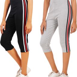 Women Black, Silver Capri-image-2