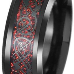 Red Dragon US9 Stainless Steel Tungsten Carbide 8mm Metal Ring-image-6