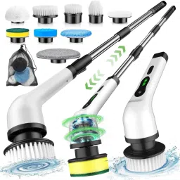 9 in 1 Electric Spin Scrubber,Cleaning Brush Scrubber for Home,Replaceable Heads Sponge Wet and Dry Brush-image-46