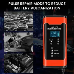 serplex Car Battery Charger 6A 12V with Repair Mode LCD Display Digital Battery Tester image 4