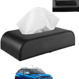Black Tissue Holder Leatherite/Include Tissue/Save Space For Home/Car/Office-173 Vehicle Tissue Dispenser-image-46