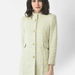 70%Polyester & 30%Nylon Checkered Coat For Women-image-54