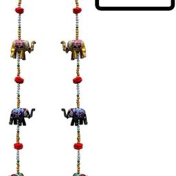 Rajasthani Handicraft Elephant Wall / door hanging toran / showpiece / figurine Metal Tapestry Artificial Beads for Home Décor (Set of 2 hangings) Decorative Showpiece-60 cm-16