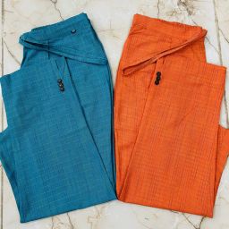 Pack of 2 Women Regular Fit Green, Orange Cotton Blend Trousers-image-77