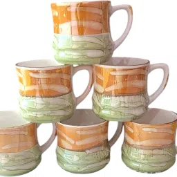 brop Pack of 1 Ceramic cp-13 tea cups set of 6 glossy color image 2