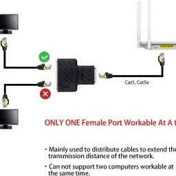 VOOCME 1 to 2, Ethernet Cable &LAN Internet Splitter Wired Ethernet Lan Adapter compatible with Windows, Mac, Linux image 5