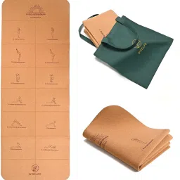 Cork & Natural Rubber Yoga Mat + Bag | Extra Thick Extra Long for Workout - Brown 1 mm Yoga Mat-image-50