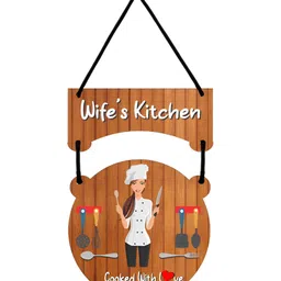 CVANU Brown & White Kitchen Quotes Painted Wooden Wall Hanging-picture-48