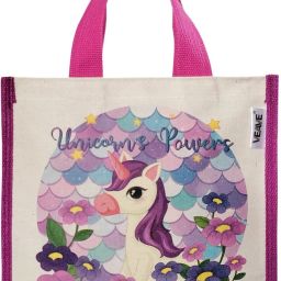 Small Size Jute-Canvas Unicorn Power Printed Gift Bag Grocery Bag-image-68