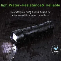 crentila 375 (ZOOMABLE METAL LED TORCH) 5 Modes Flashlight, Super Bright 200W LED Light Torch image 3