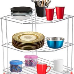 Utensil Kitchen Rack Kitchen Rack Steel Stainless Steel 2 -Tier Kitchen Corner Rack Steel-image-21