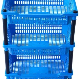 Multipurpose Fruit & Vegetable Kitchen Trolley Onion Potato Rack Plastic Wall Shelf-11