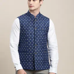Men Self Design Nehru Jacket-image-1