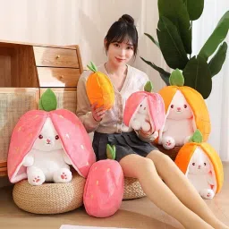Trending Strawberry Reversible Bunny Plush Soft Toy- 35 cm-9