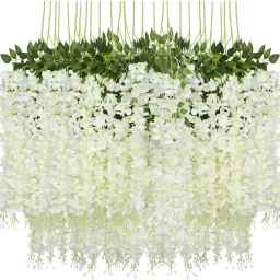 Fake Flower Garland String Wedding Party Wall Decorations White Westeria Artificial Flower-image-42