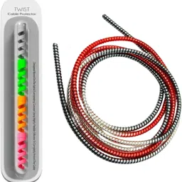 DECRONICS Spiral Charger Cable Saver Winder 1.5 Meter with 4 Pcs Twist Cable Protector Cable Protector-76
