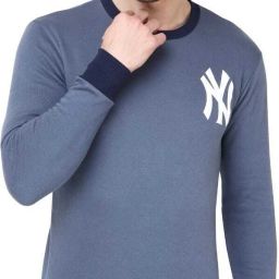Men Printed Round Neck Grey Sweater-image-13