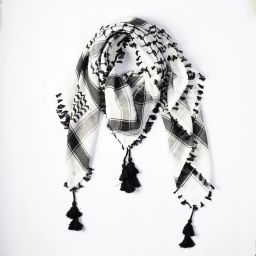 Embroidered Polyester, Viscose Men White, Black Scarf-image-80